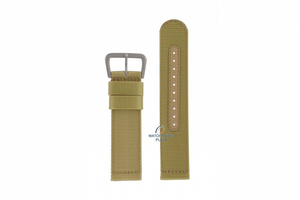 Watch Band for Seiko 7S36 - 03J0 Canvas Military Band 22mm SNZG07 4A214JL Beige / Green Nylon - Watch Plaza