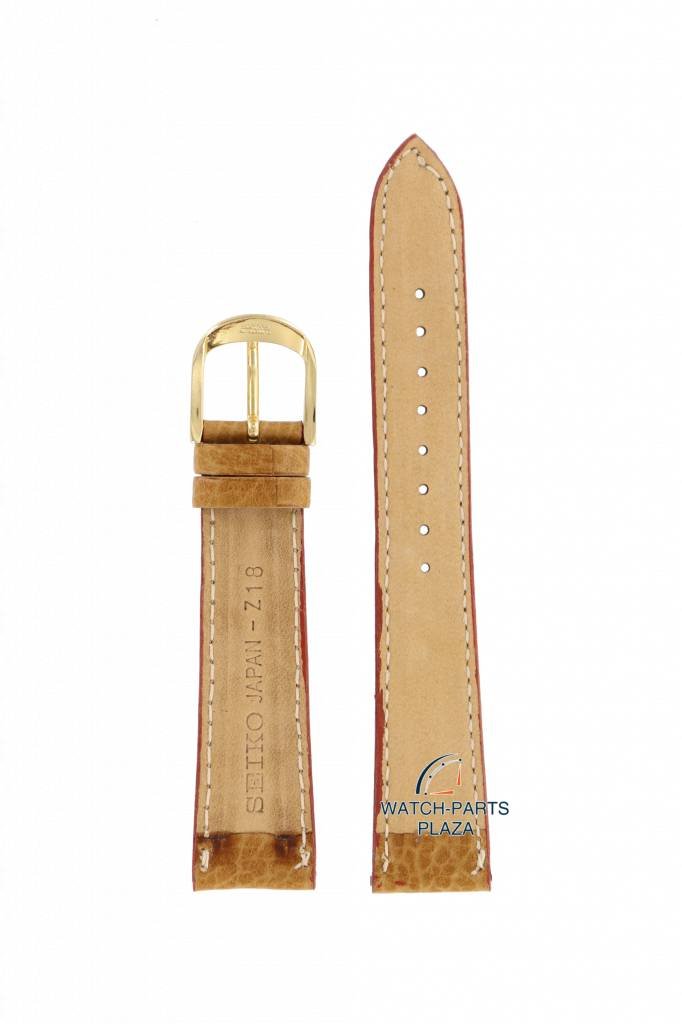 Watch Band for Seiko 8M25 - 6000, 5Y32 5B00 Brown Leather Strap 18mm 6M13 0010 - Watch Plaza