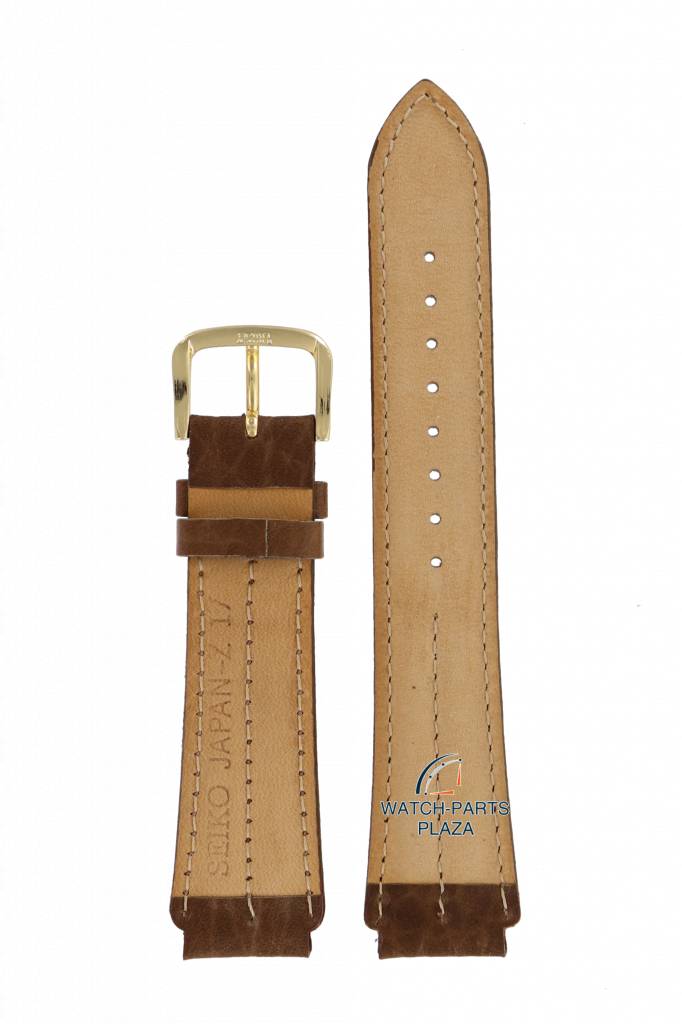 Watch Band for Seiko 8M25 - 7100, 5M22 - 6B00 Brown Leather Strap 17mm Moonphase SDT112 - Watch Plaza