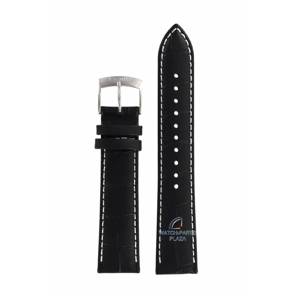 Watch Band for Seiko L01K Black Leather Strap 7T92 0MF0, 0NW0 V158 - 0AH0 SNDC87 - Watch Plaza