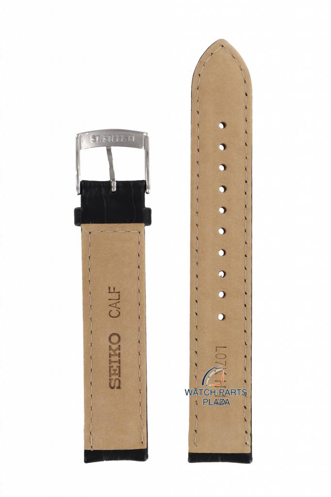 Watch Band for Seiko SGEF87 Black Leather 7N42 - 0FG0 Strap L07K H 18 mm - Watch Plaza