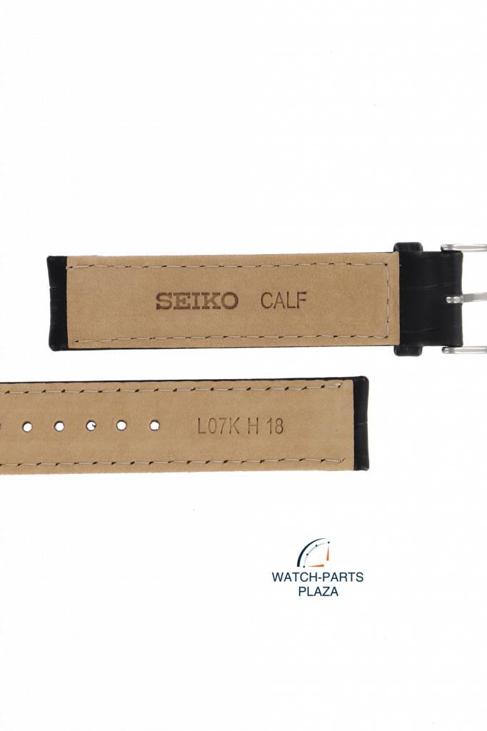 Watch Band for Seiko SGEF87 Black Leather 7N42 - 0FG0 Strap L07K H 18 mm - Watch Plaza