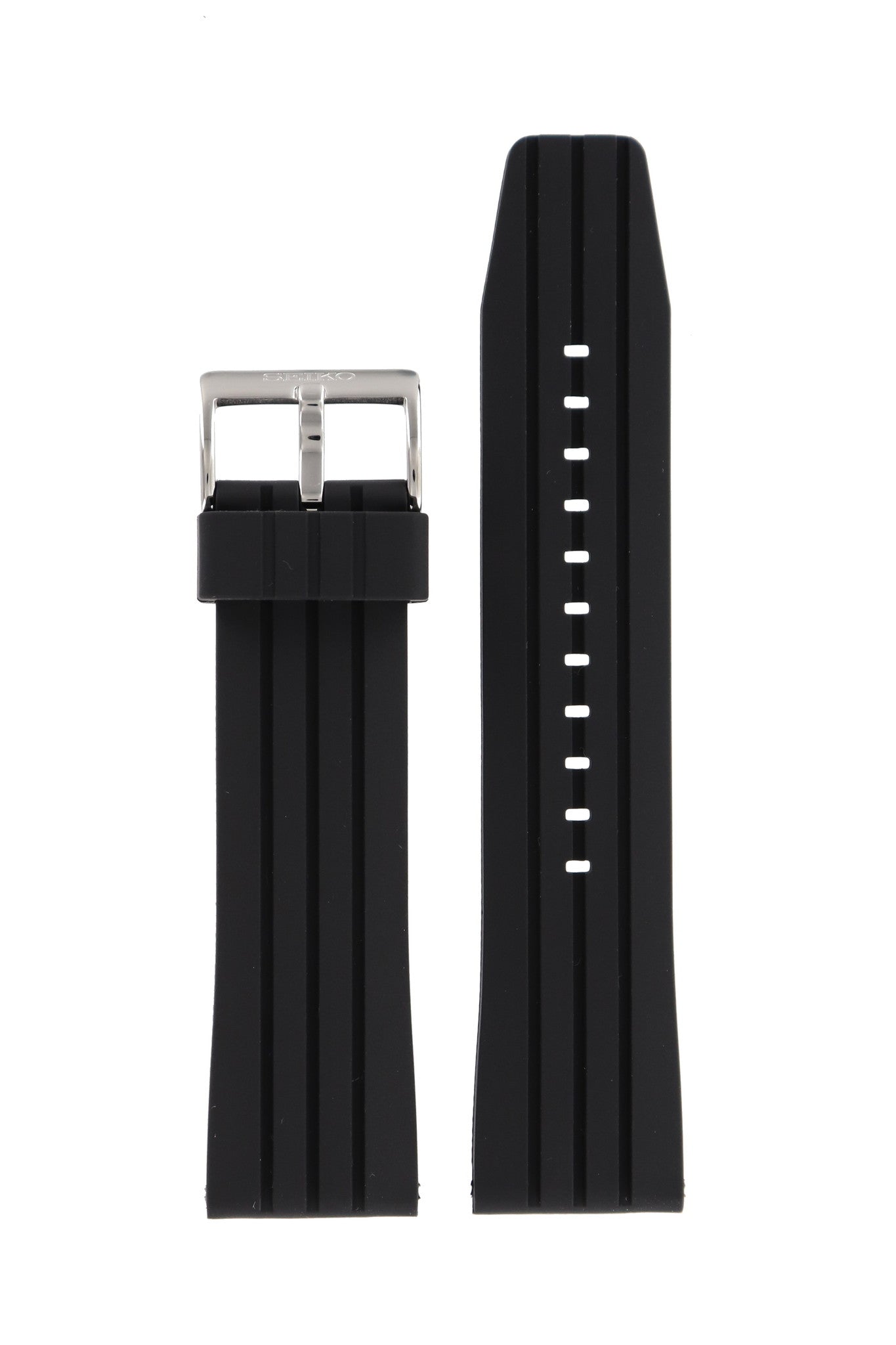 Watch Band for Seiko Solar SNE423, SSC213 Black Silicon Strap 24mm V176 - 0AA0 V157, V158 - Watch Plaza