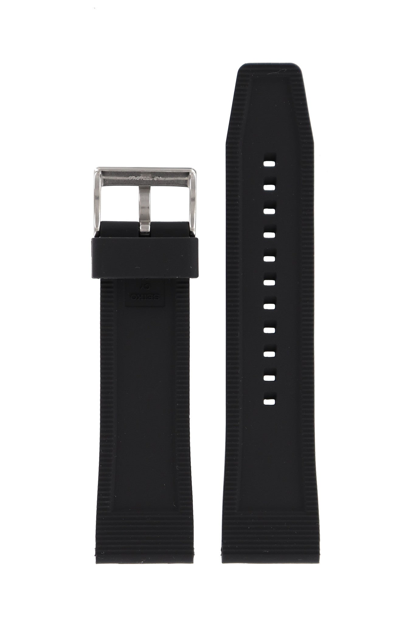 Watch Band for Seiko Solar SNE423, SSC213 Black Silicon Strap 24mm V176 - 0AA0 V157, V158 - Watch Plaza