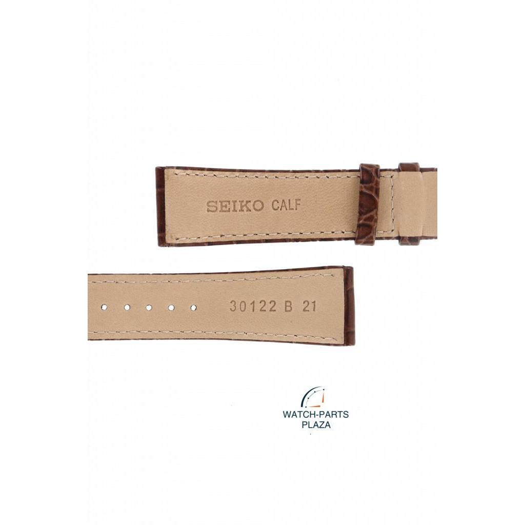 Watch Band for Seiko SRP024K1 Strap 4R15 - 00C0 Brown Croco Leather 30122 B 21 mm - Watch Plaza