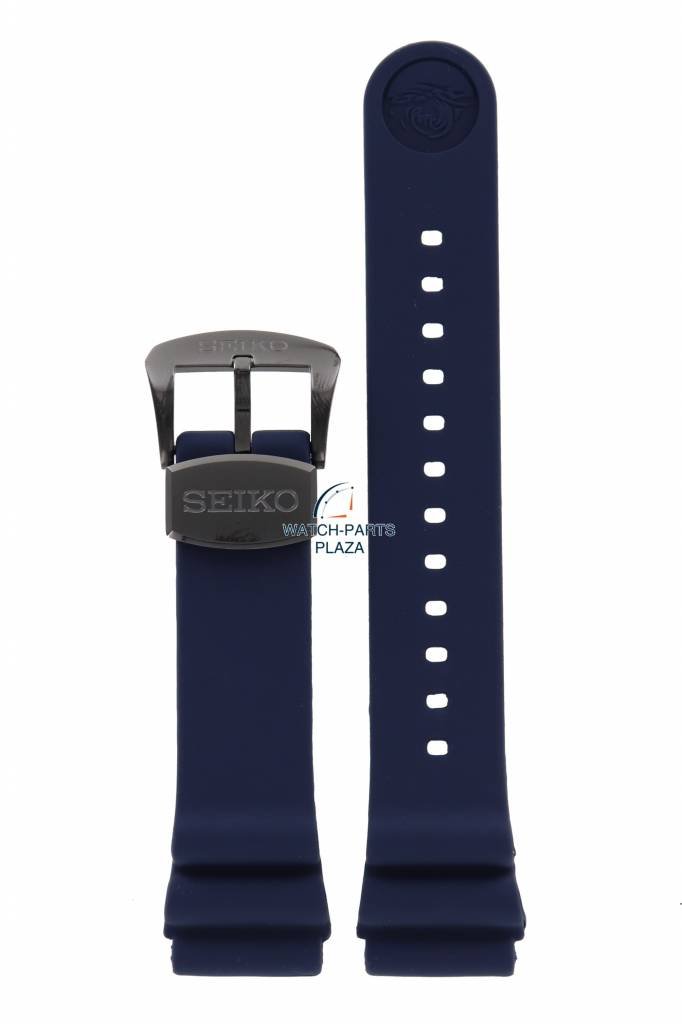 Watch Band for Seiko SRPD09K1 Prospex 4R35 - 01X0 22mm dark blue strap Save The Ocean - Watch Plaza