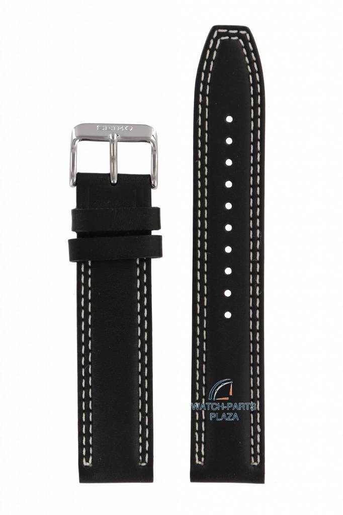 Watch Band for Seiko SSB033 Black Leather Strap 6T63 - 00D0 MecaQuartz L07M B 20mm - Watch Plaza