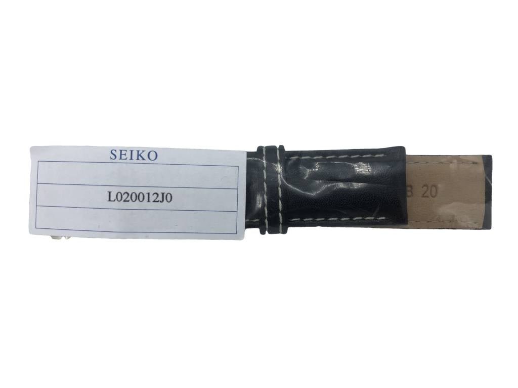 Watch Band for Seiko SSC009 Solar Flightmaster Black Leather V172 - 0AC0 20mm - Watch Plaza