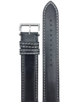 Watch Band for Seiko SSC009 Solar Flightmaster Black Leather V172 - 0AC0 20mm - Watch Plaza