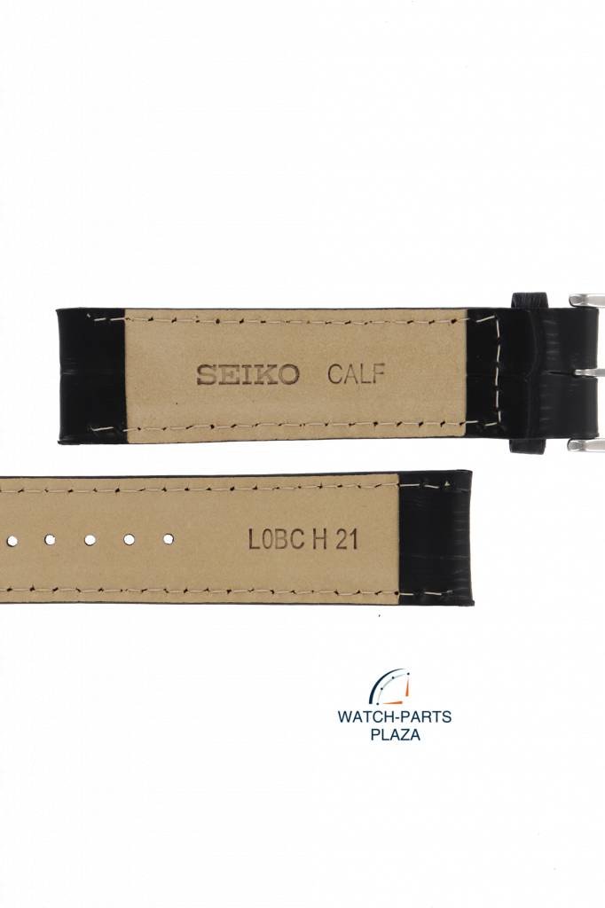 Watch Band for Seiko SSC223 Solar Black Leather Strap V175 - 0CH0 LOBC H 21 mm - Watch Plaza