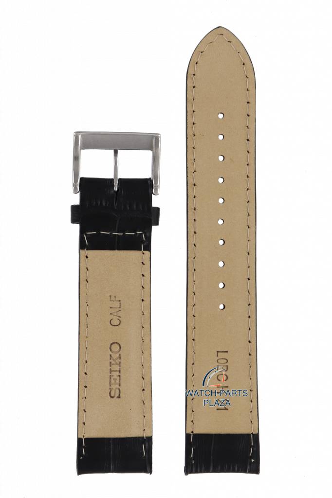 Watch Band for Seiko SSC223 Solar Black Leather Strap V175 - 0CH0 LOBC H 21 mm - Watch Plaza