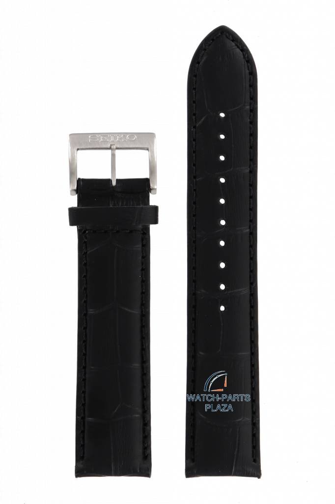 Watch Band for Seiko SSC223 Solar Black Leather Strap V175 - 0CH0 LOBC H 21 mm - Watch Plaza