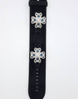 Watch Band Guess I12541L2 Black Genuine Leather Strap 35mm - Swarovski Crystals - Watch Plaza