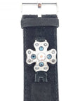 Watch Band Guess I12541L2 Black Genuine Leather Strap 35mm - Swarovski Crystals - Watch Plaza