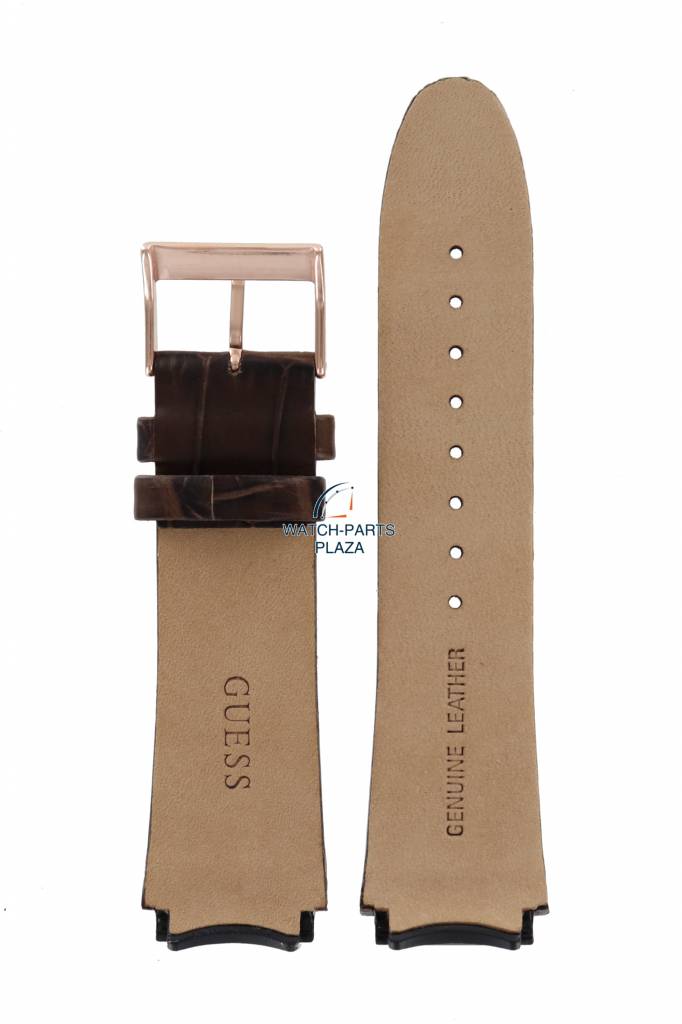 Watch Band Guess Rigor W0040G3 Brown Genuine Leather Strap 22mm original - Watch Plaza