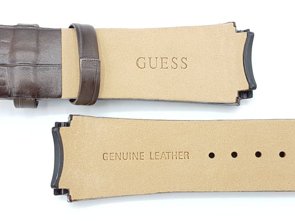 Watch Band Guess Rigor W0040G3 Brown Genuine Leather Strap 22mm original - Watch Plaza