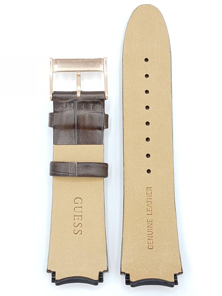 Watch Band Guess Rigor W0040G3 Brown Genuine Leather Strap 22mm original - Watch Plaza