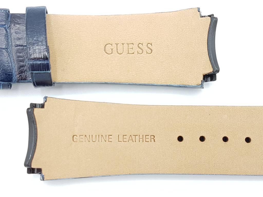 Watch Band Guess Rigor W0040G7 Blue Genuine Leather Strap 22mm original - Watch Plaza