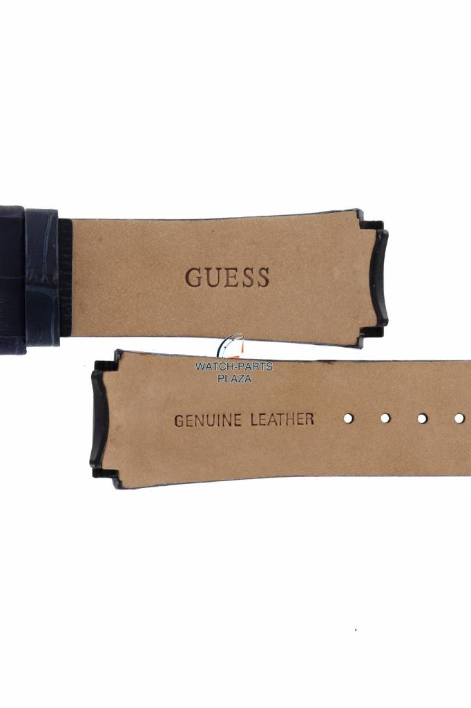 Watch Band Guess Rigor W0040G7 Blue Genuine Leather Strap 22mm original - Watch Plaza