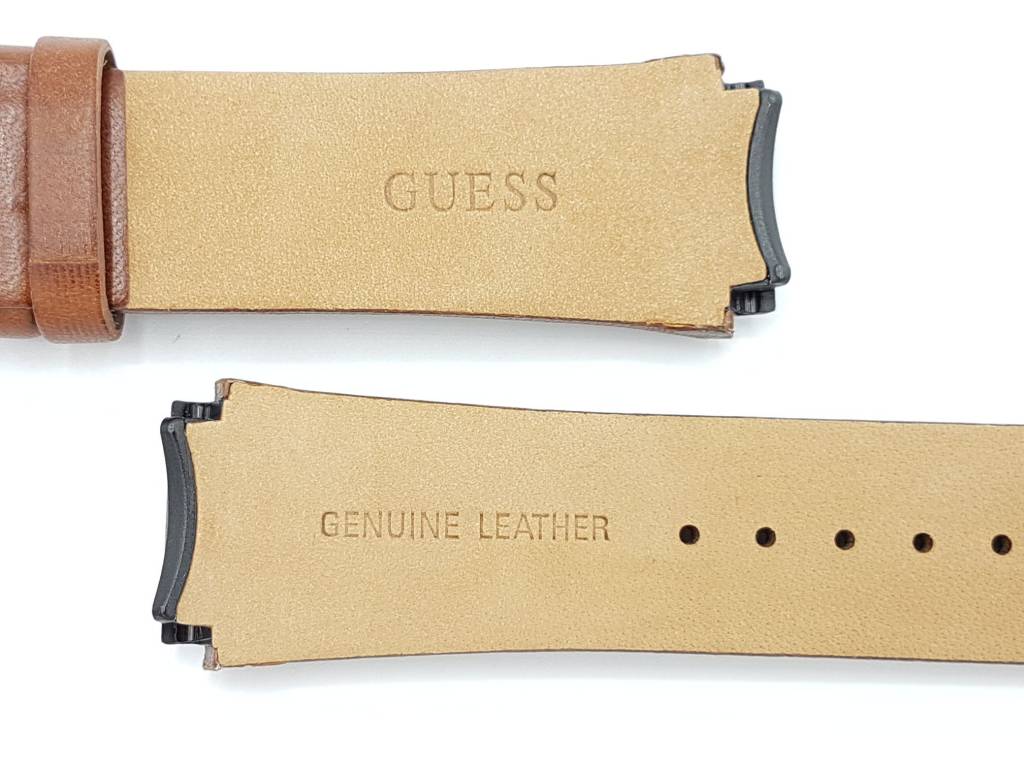 Watch Band Guess Rigor W0040G8 Brown Genuine Leather Strap 22mm black buckle - Watch Plaza