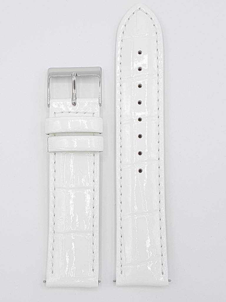 Watch Band Guess W0069L1 Swarovski White Genuine Leather Strap 20mm authentic - Watch Plaza