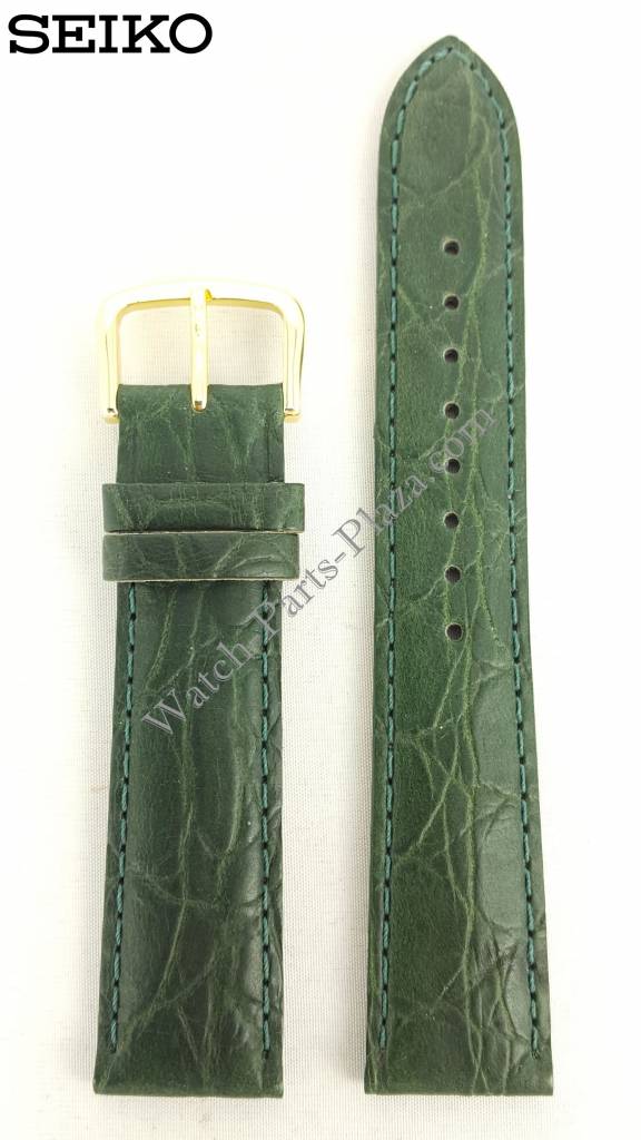 Watch Band Seiko 7T32 - 6B40 Green Leather Strap 19mm SDW746 - 4ER7KB - Watch Plaza