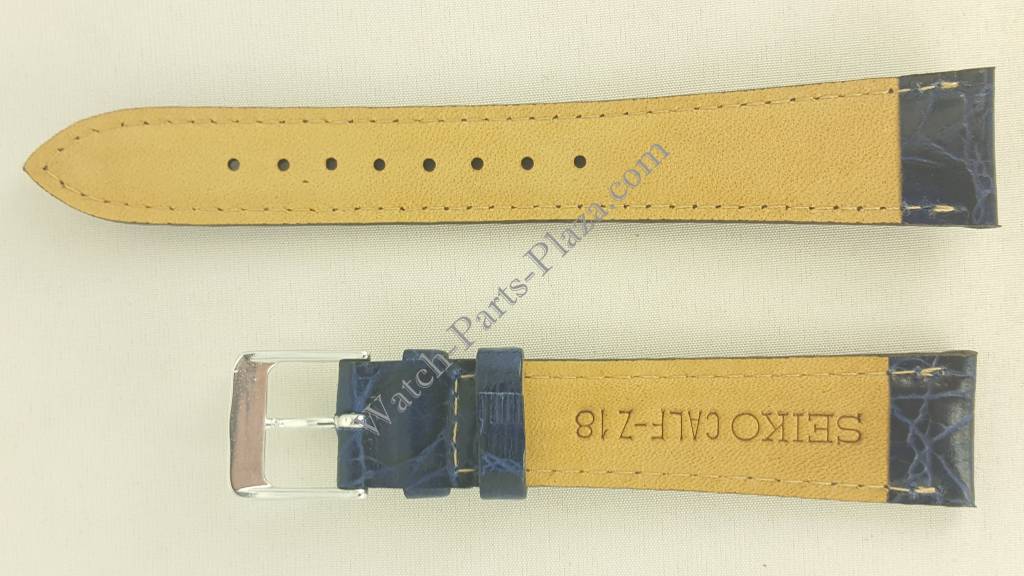 Watch Band Seiko 7T32 - 6G10 Blue Leather Strap 18mm 7T32 Original SDW633P1 - Watch Plaza