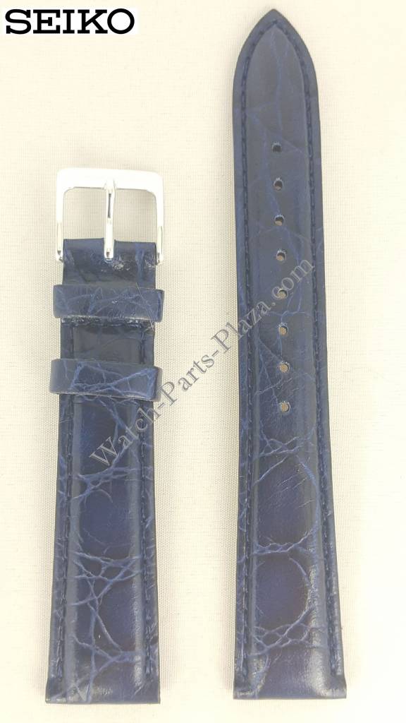 Watch Band Seiko 7T32 - 6G10 Blue Leather Strap 18mm 7T32 Original SDW633P1 - Watch Plaza