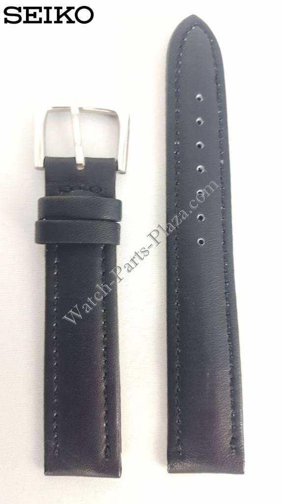 Watch Band Seiko 8M25 - 7030 Magic Hands Sport 18mm black leather strap - Watch Plaza