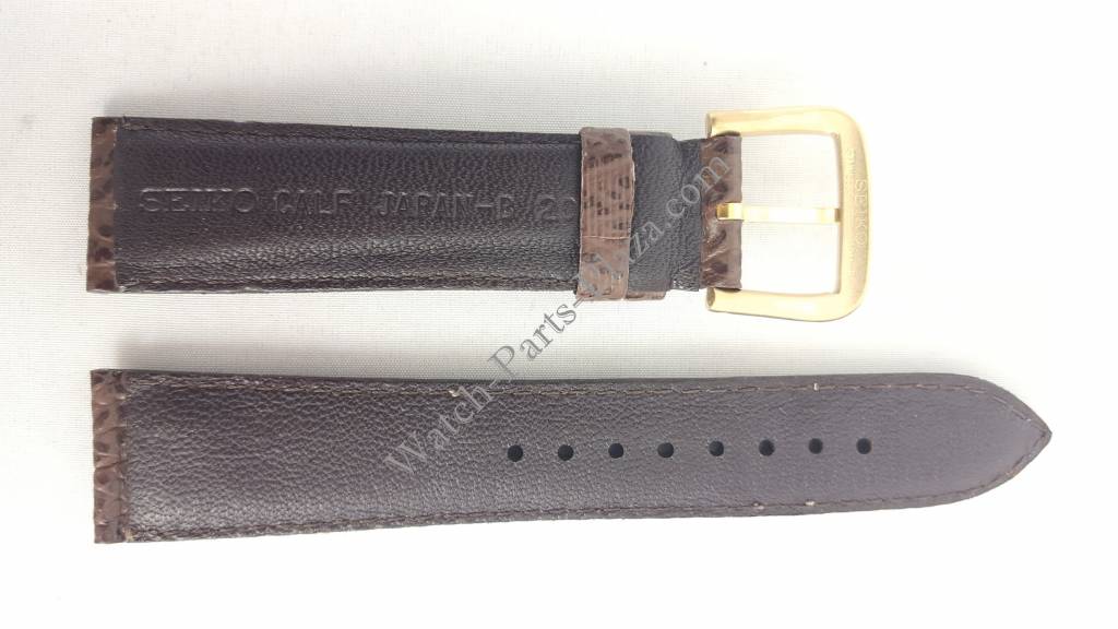 Watch Band Seiko Aeromaster 5Y23 6150 SQ Sports 150 Brown Leather Strap 20mm - Watch Plaza