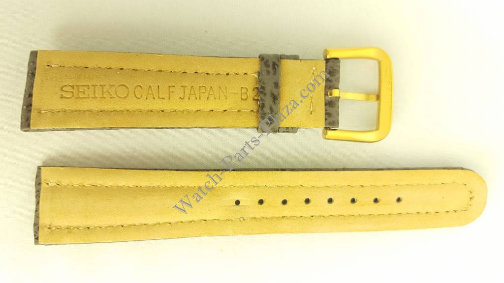 Watch Band Seiko Moon Sports 150 6F24 - 7010 / 6M25 - 6000 Grey Leather Strap 20mm 7N42 - Watch Plaza