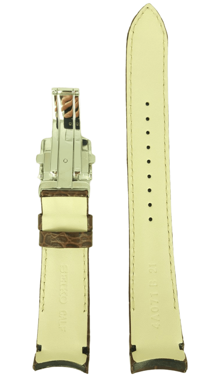 Watch Band Seiko Premier Kinetic Perpetual Calendar SNP025 / SNP023 Brown Leather Strap 7D56 - 0AA0 21mm 4A071 - Watch Plaza