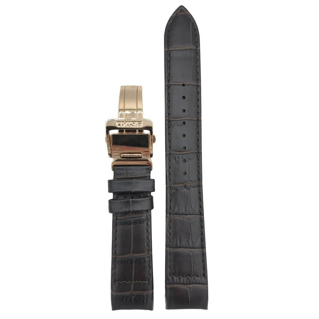 Watch Band Seiko Premier Kinetic SRX008P1 Brown Strap 5D88 - 0AD0 Rosé Clasp - Direct Drive - Watch Plaza