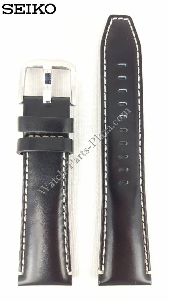 Watch Band Seiko Prospex SUN053P1 Black Leather Strap L0E8 B 24 mm 5M85 - 0AE0 - Watch Plaza