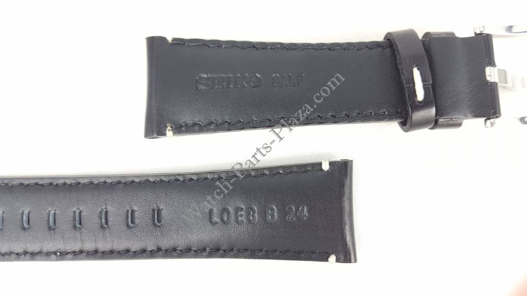 Watch Band Seiko Prospex SUN053P1 Black Leather Strap L0E8 B 24 mm 5M85 - 0AE0 - Watch Plaza