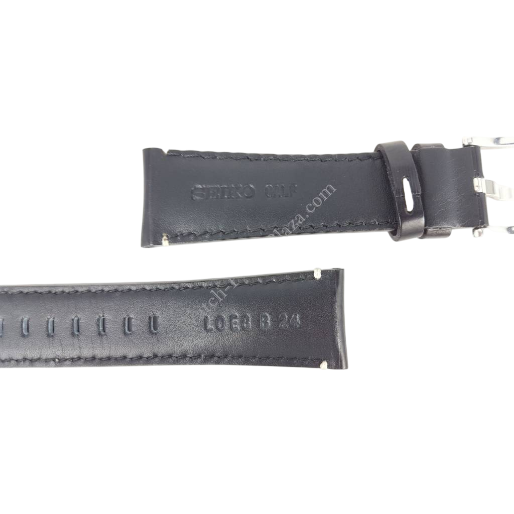 Watch Band Seiko Prospex SUN053P1 Black Leather Strap L0E8 B 24 mm 5M85 - 0AE0 - Watch Plaza
