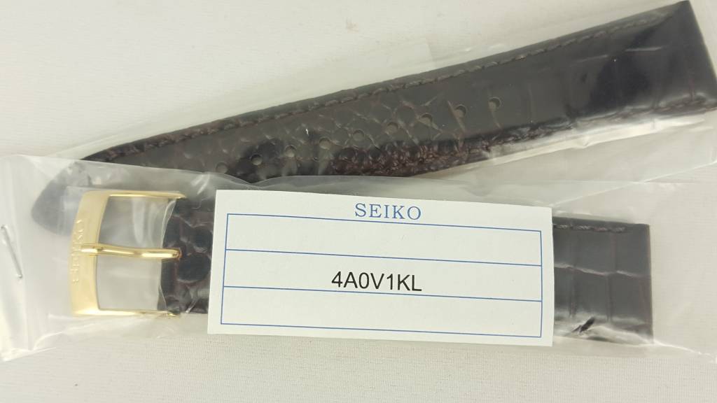 Watch band Seiko SMY110 Brown leather strap 4A0V1 B 20mm gold clasp 5M63 - 0AF0 - Watch Plaza