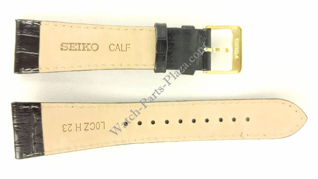 Watch Band Seiko Solar SUP880P1 Black Leather Strap 23mm LOCZ V115 - 0BC0 - Watch Plaza