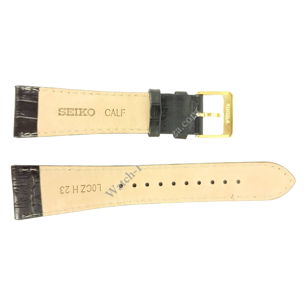 Watch Band Seiko Solar SUP880P1 Black Leather Strap 23mm LOCZ V115 - 0BC0 - Watch Plaza