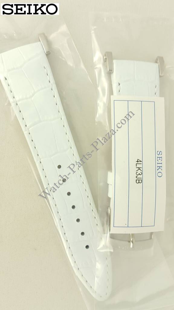 Watch Band Seiko Sportura Ladies SND889P1 White Leather Strap 7T92 - 0HP0 20mm - Watch Plaza