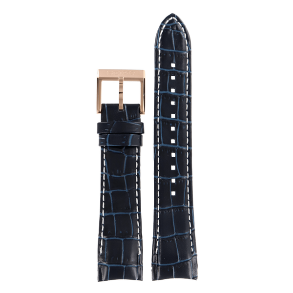 Watch Band Seiko Sportura SNP064 blue leather strap 7D48 - 0AK0 gold buckle 21mm L01M - Watch Plaza