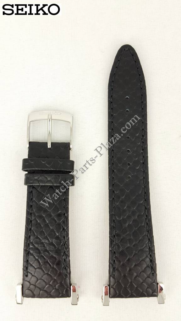 Watch Band SNDZ99P1 Seiko 7T92 - 0HP0 black leather strap 20mm 4LK4JB - Watch Plaza