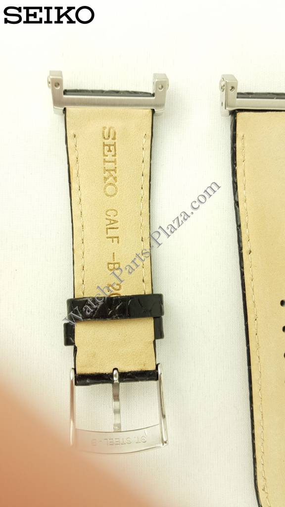 Watch Band SNDZ99P1 Seiko 7T92 - 0HP0 black leather strap 20mm 4LK4JB - Watch Plaza