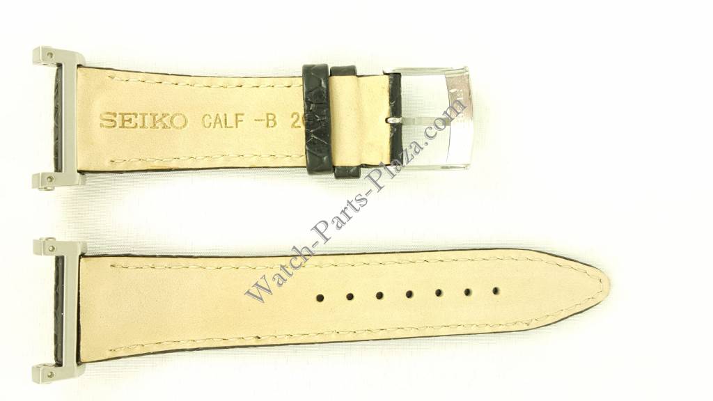 Watch Band SNDZ99P1 Seiko 7T92 - 0HP0 black leather strap 20mm 4LK4JB - Watch Plaza