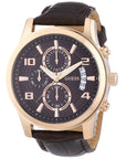 Watch Guess Exec W0076G4 chronograph watch men's rosé 44mm brown croco leather strap - Watch Plaza