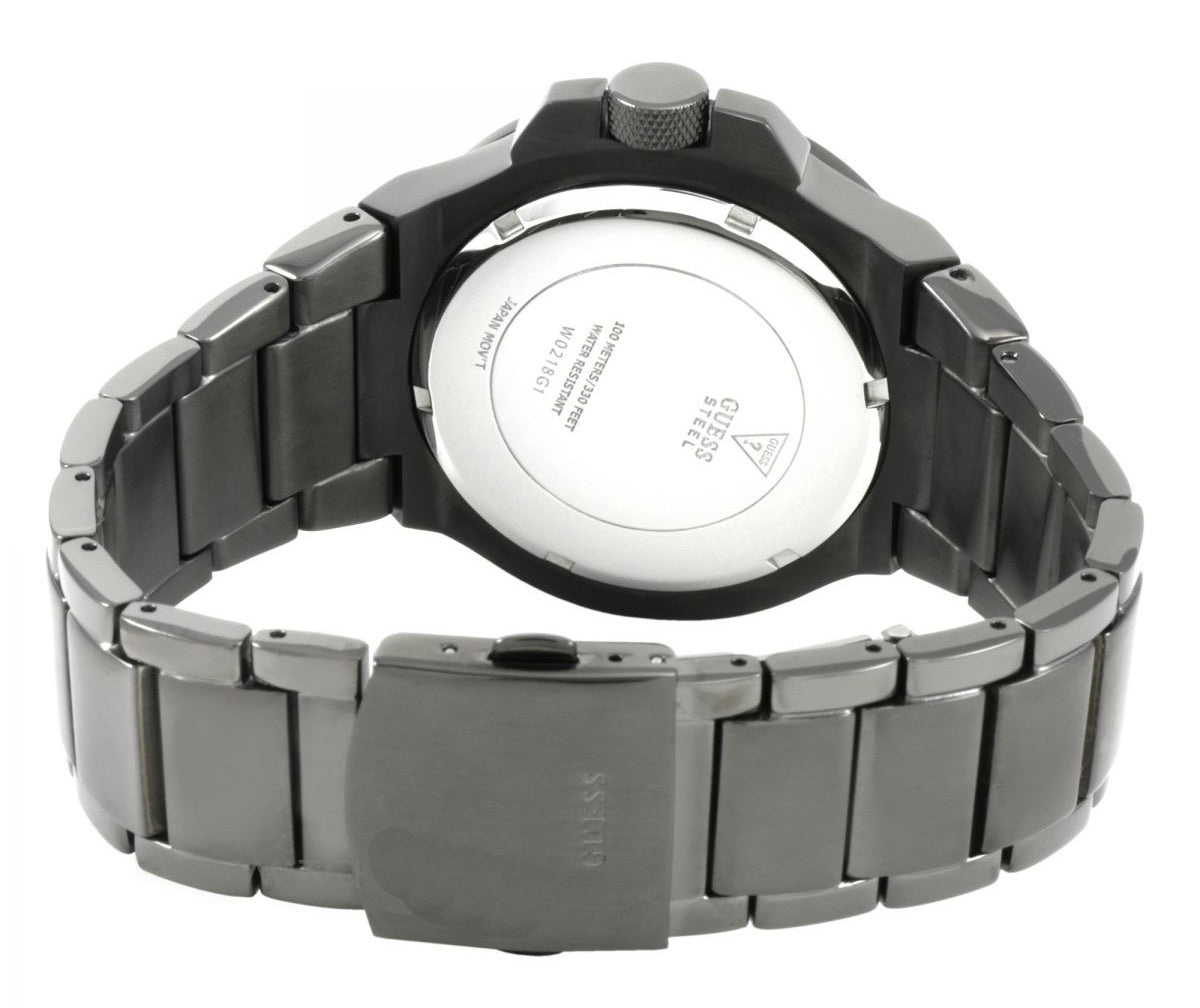 Watch Guess W0218G1 Rigor analogue steel men's watch dark gray 45mm Gunmetal Gray - Watch Plaza