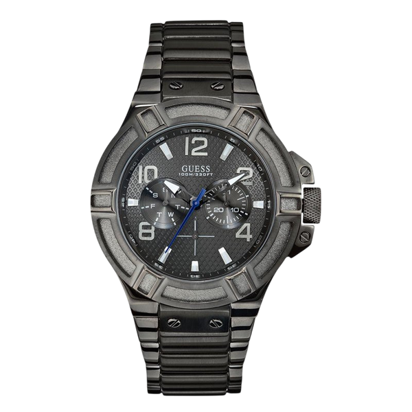 Watch Guess W0218G1 Rigor analogue steel men's watch dark gray 45mm Gunmetal Gray - Watch Plaza