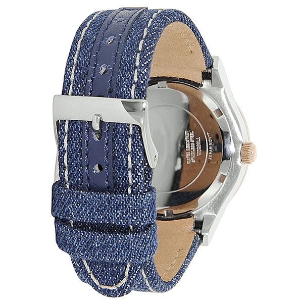 Watch Guess W0289L1 Jet Setter analog watch ladies rosé 39mm blue textile leather strap - Watch Plaza