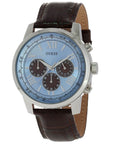 Watch Guess W0380G6 Horizon chronograph watch men 45mm brown croco leather strap - Watch Plaza