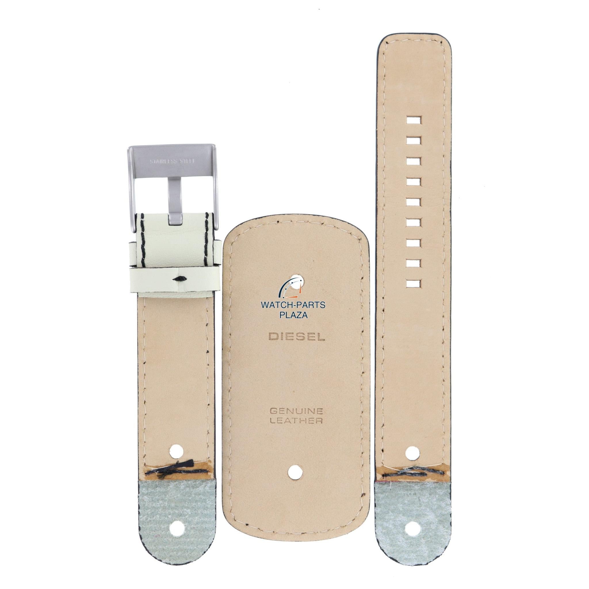 Watch Strap Diesel DZ2054 white cuff genuine leather band 22mm original - Watch Plaza